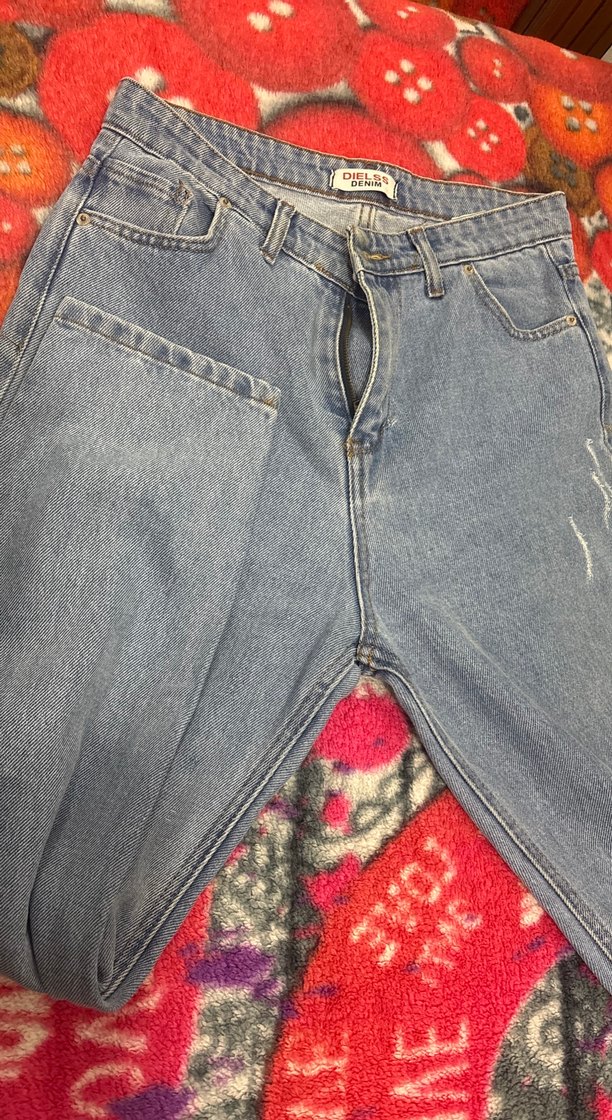 Gri Tie-Dye Desenli Kadın Bol Kesim Kot Pantolon - Görsel 2