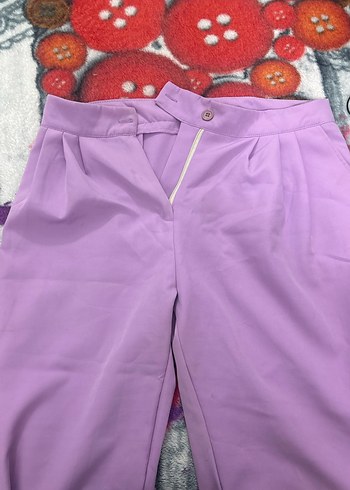 Mor Midi Boy Kadın Kumaş Pantolon - Görsel 3