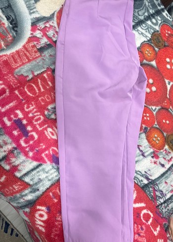 Mor Midi Boy Kadın Kumaş Pantolon - Görsel 2