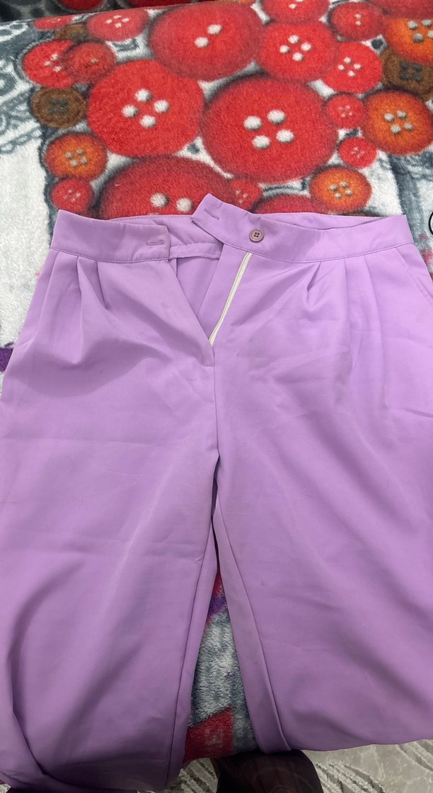 Mor Midi Boy Kadın Kumaş Pantolon - Görsel 3