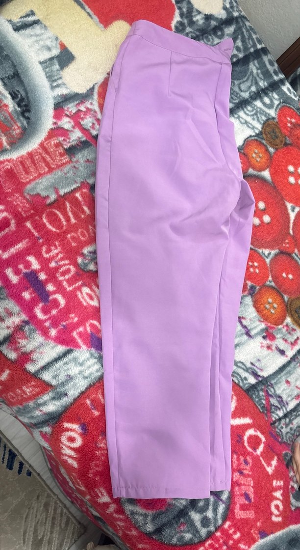 Mor Midi Boy Kadın Kumaş Pantolon - Görsel 2