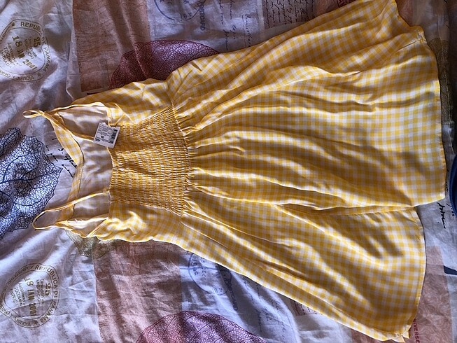 m Beden Defacto Sarı kareli elbise