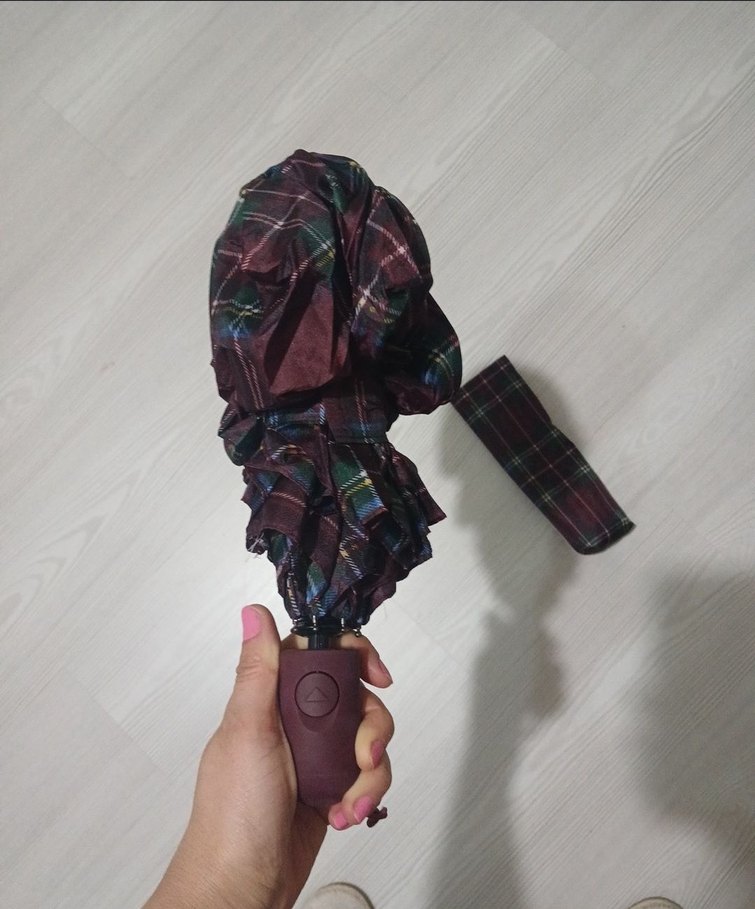 Bordo Ekose Şemsiye - Görsel 2