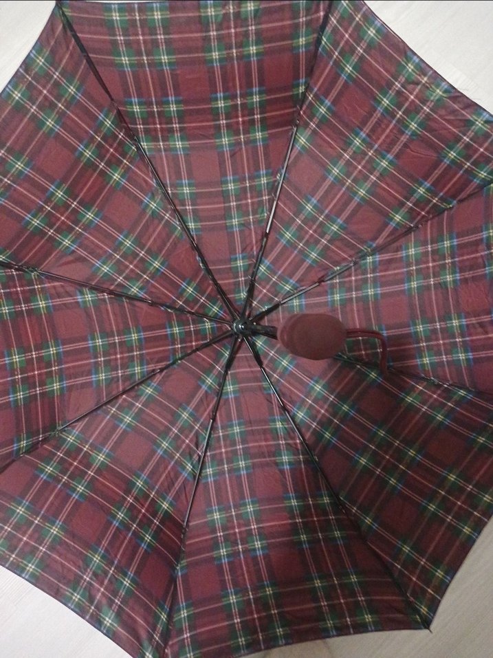 Bordo Ekose Şemsiye - Görsel 5