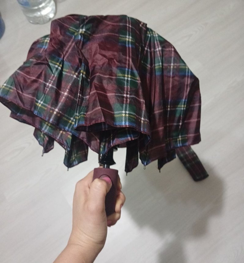 Bordo Ekose Şemsiye - Görsel 3