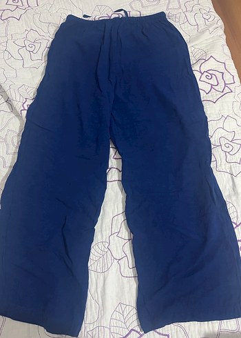 LC Waikiki Lacivert Bol Kesim Keten Kadın Pantolon