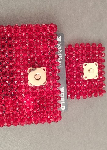 kristal taşlı Kırmızı kartlık - Görsel 4