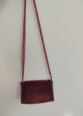 kahverengi Boncuk İşlemeli  Kadın Çanta - Görsel 4