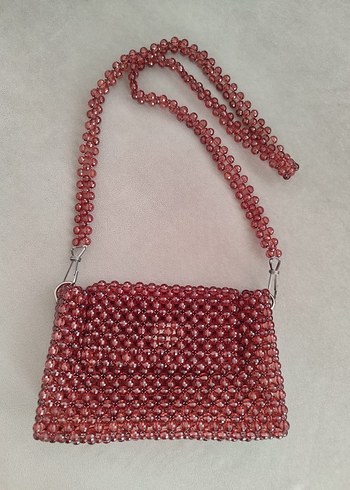 kahverengi Boncuk İşlemeli  Kadın Çanta - Görsel 2