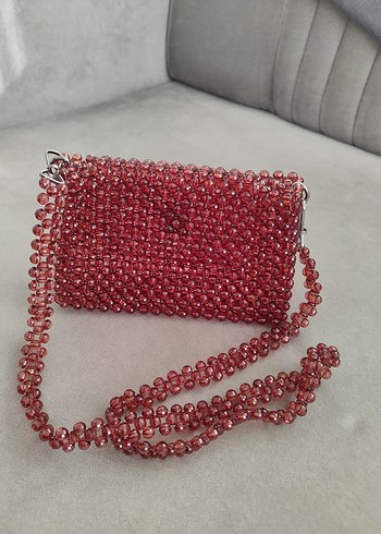 kahverengi Boncuk İşlemeli  Kadın Çanta - Görsel 3