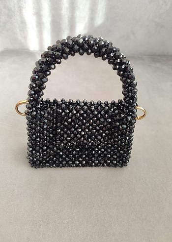 Boncuk İşlemeli Siyah Kadın Çanta - Görsel 2