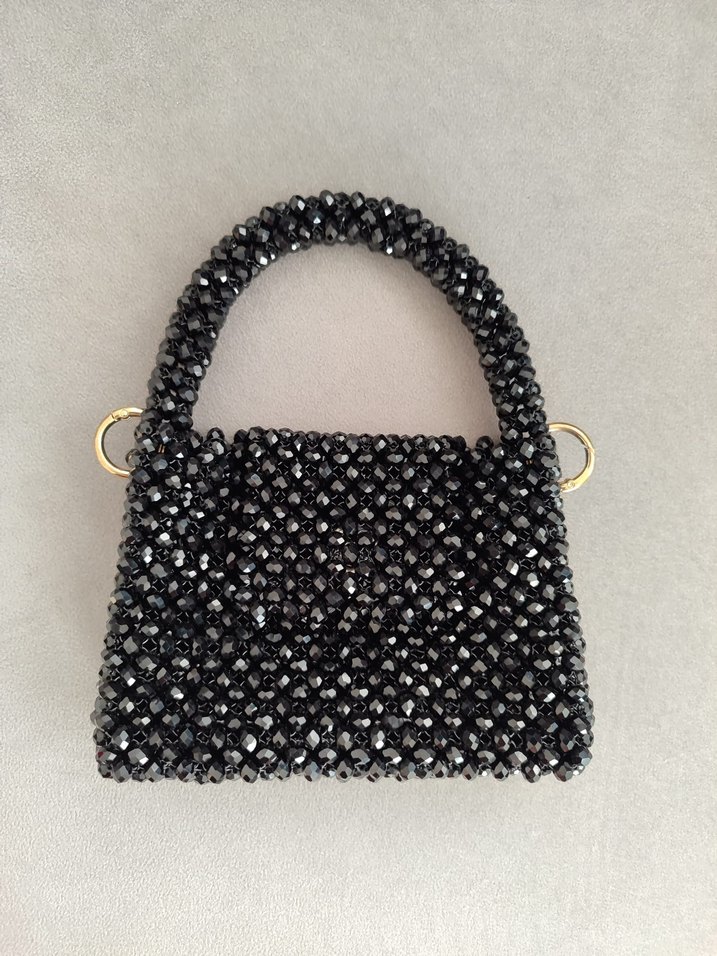 Boncuk İşlemeli Siyah Kadın Çanta - Görsel 3