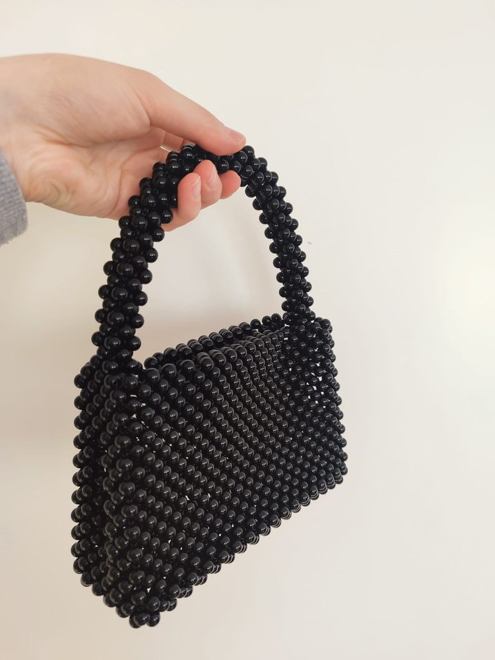 Siyah Boncuklu Kadın Çanta - Görsel 2