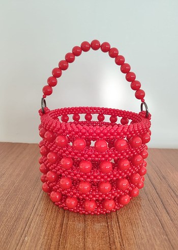 Kırmızı Boncuklu Bohem Kadın Çanta - Görsel 2
