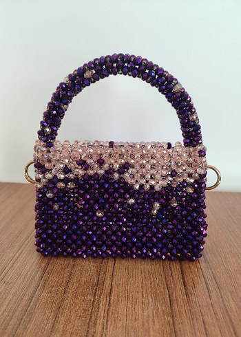 Boncuk İşlemeli Mor Renkli Kadın Çanta - Görsel 3