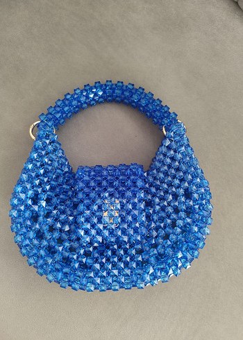 Boncuk İşlemeli Mavi Kadın Çanta - Görsel 2