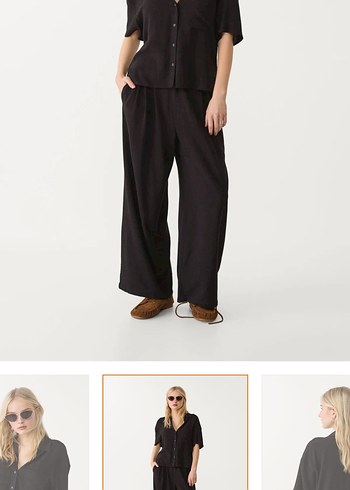 Siyah Keten Gömlek Zara - Görsel 2