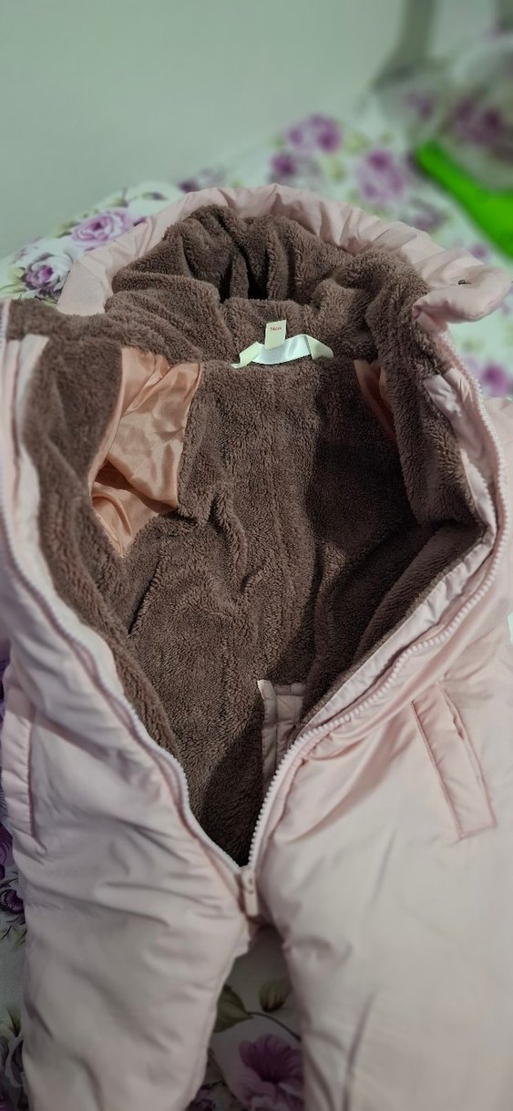 Kürklü Kapüşonlu Pembe Bebek Tulumu - Görsel 3