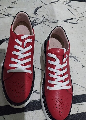 Diğer Orijinal Deri Kırmızı Kadın Ayakkabı 