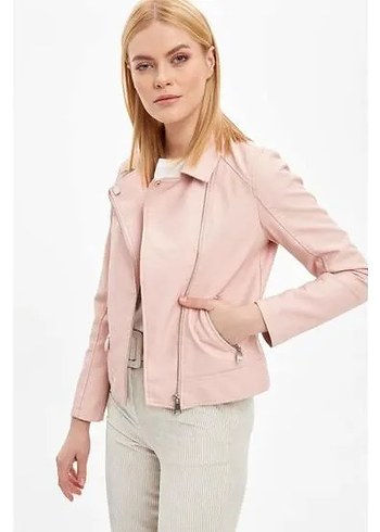 Pembe Deri Kadın Ceket