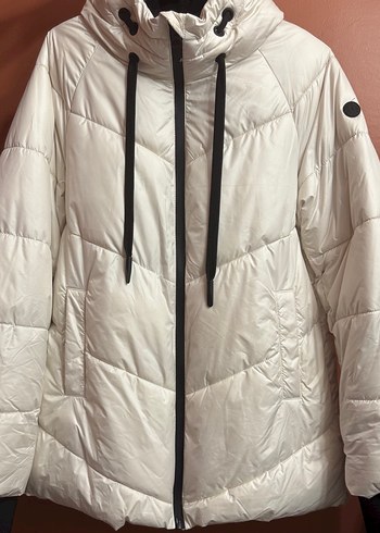 Beyaz Orta Boy Kadın Şişme Mont - Görsel 5