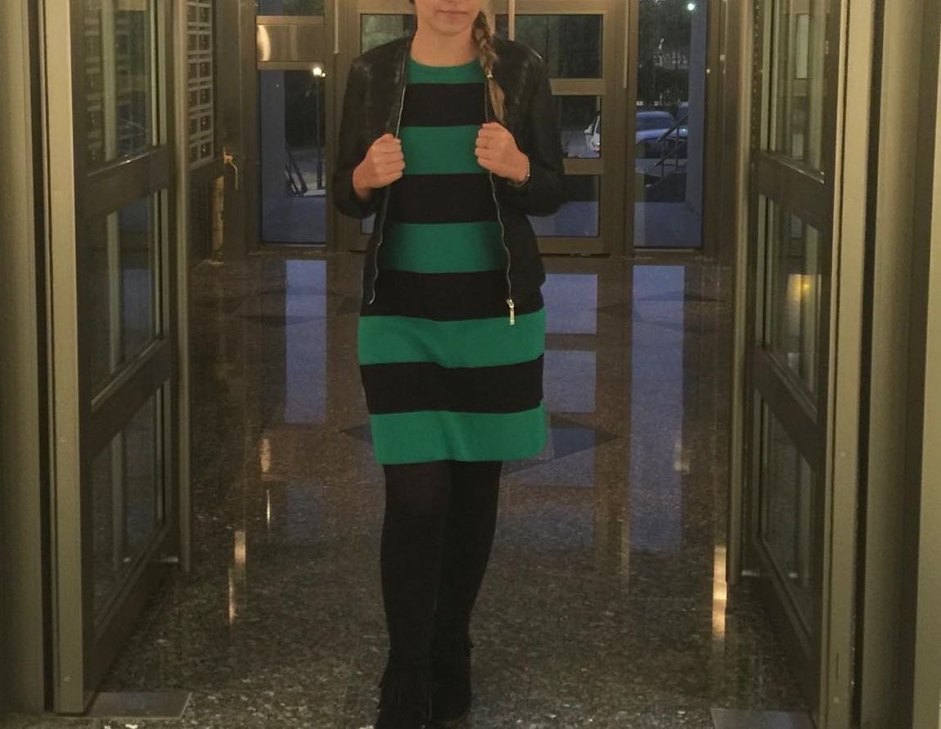 Çizgili Kısa Kollu Midi Triko Elbise - Görsel 2