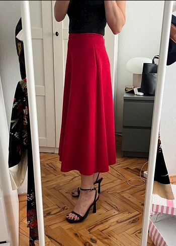 Adil ışık mert arslan Kırmızı Midi Etek - Görsel 6