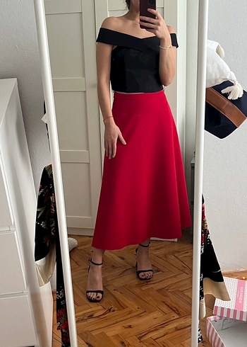 Adil ışık mert arslan Kırmızı Midi Etek - Görsel 2