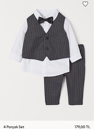 H&M erkek bebek bir yaş doğum günü papyonlu takım elbise