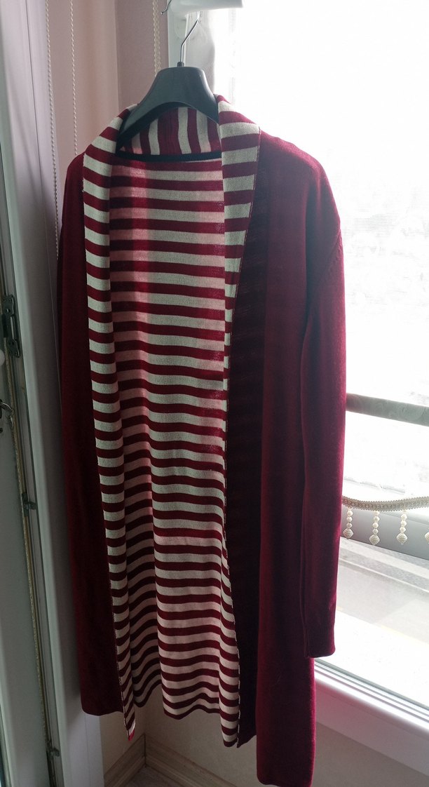 Bordo Uzun Kollu Kadın Hırka - Görsel 2