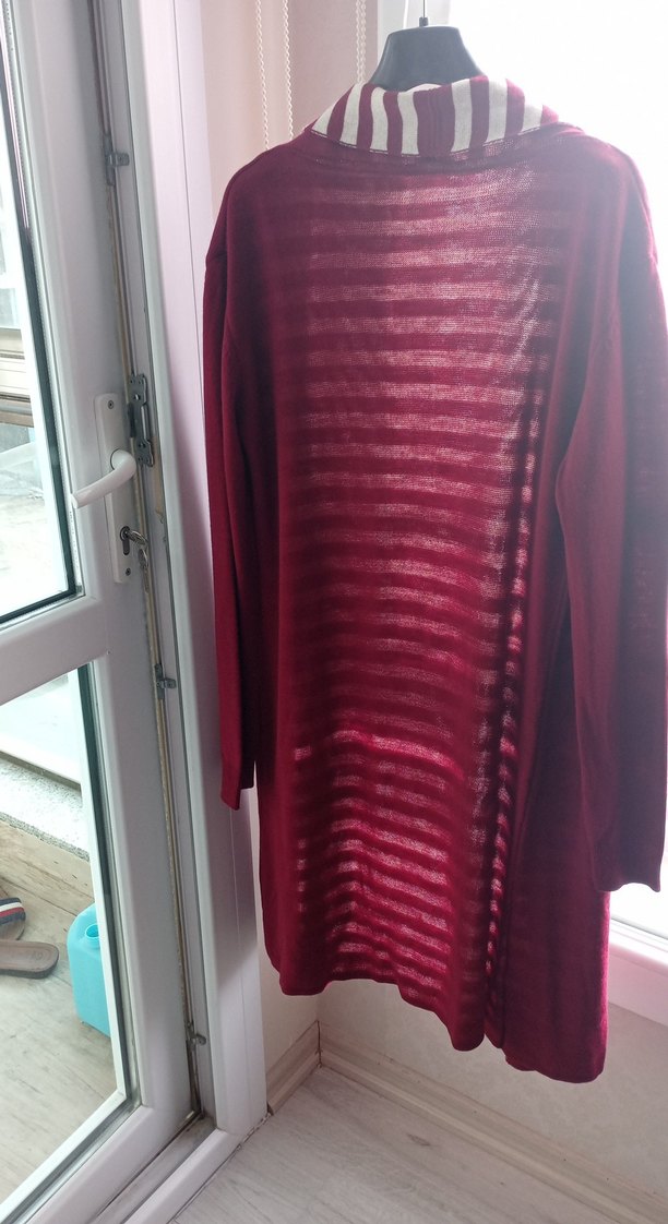 Bordo Uzun Kollu Kadın Hırka - Görsel 3