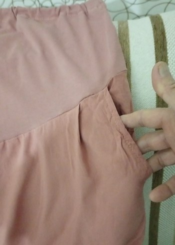 Kadın hamile Pudra Rengi Salaş Kumaş Pantolon - Görsel 3