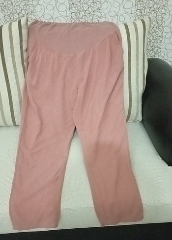 Kadın hamile Pudra Rengi Salaş Kumaş Pantolon - Görsel 2