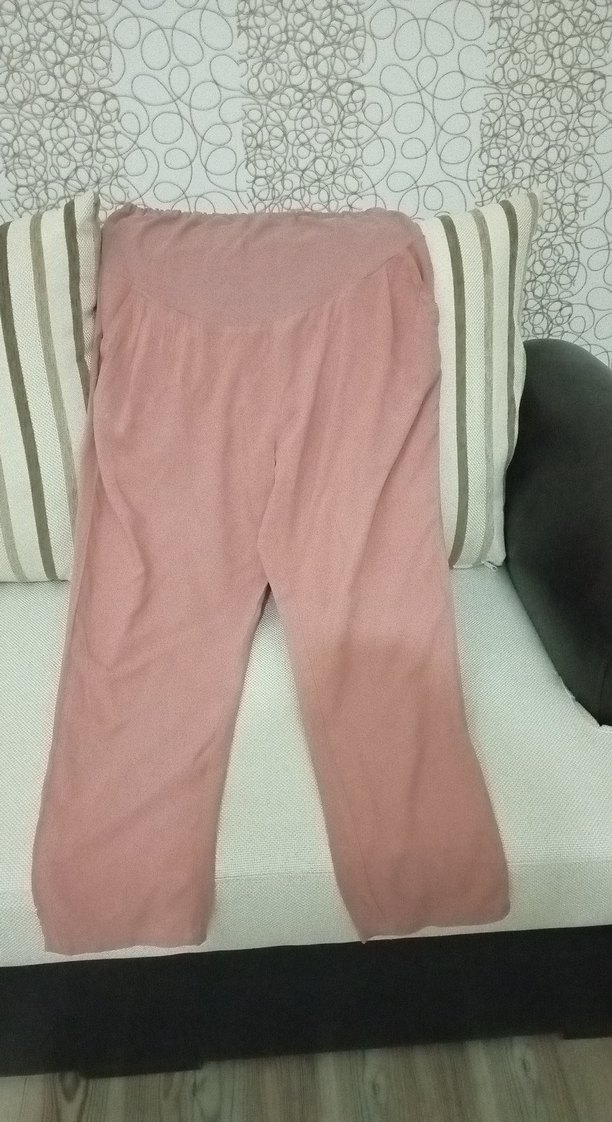 Kadın hamile Pudra Rengi Salaş Kumaş Pantolon - Görsel 2