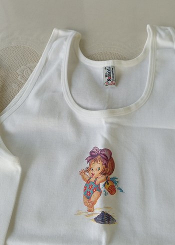 Beyaz Baskılı Çocuk Atletleri - Görsel 3