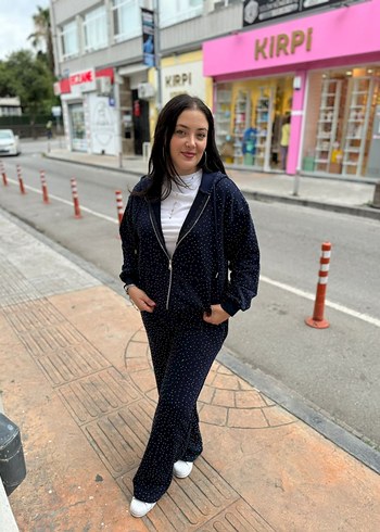 s Beden Lacivert ful taşlı takım
