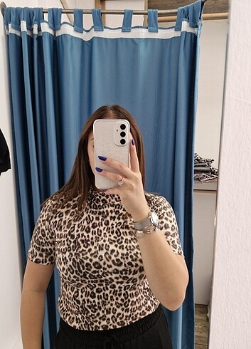 Leopar desenli bluz