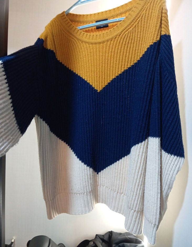 Renk Bloklu Kadın Triko Kazak - Görsel 3