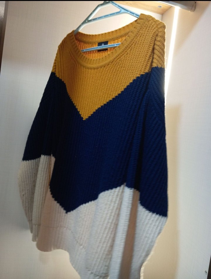 Renk Bloklu Kadın Triko Kazak - Görsel 4