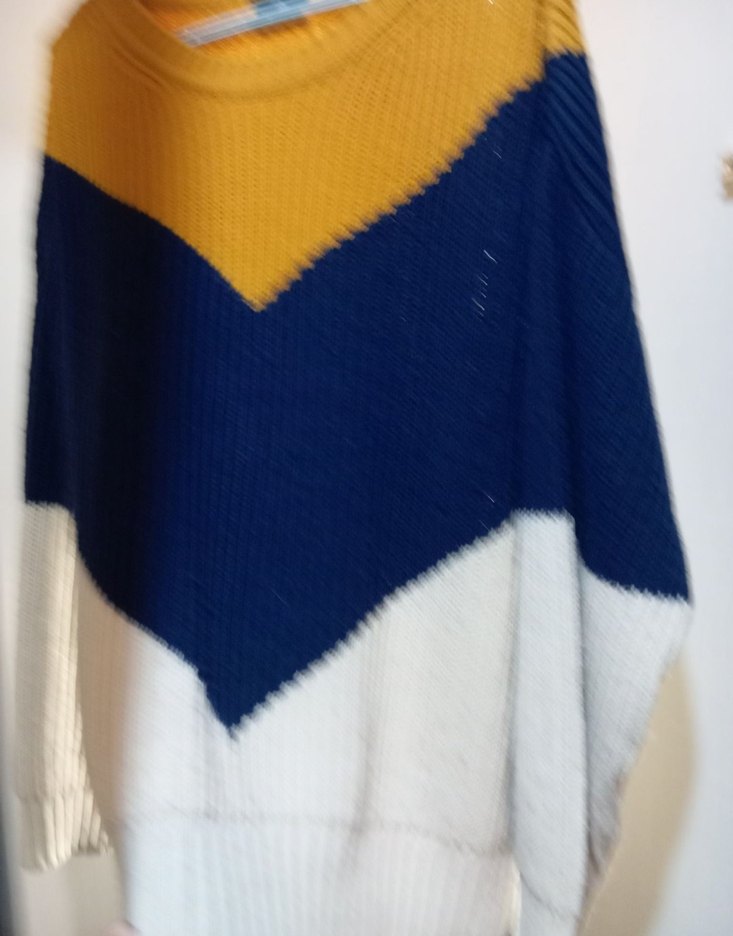 Renk Bloklu Kadın Triko Kazak - Görsel 2