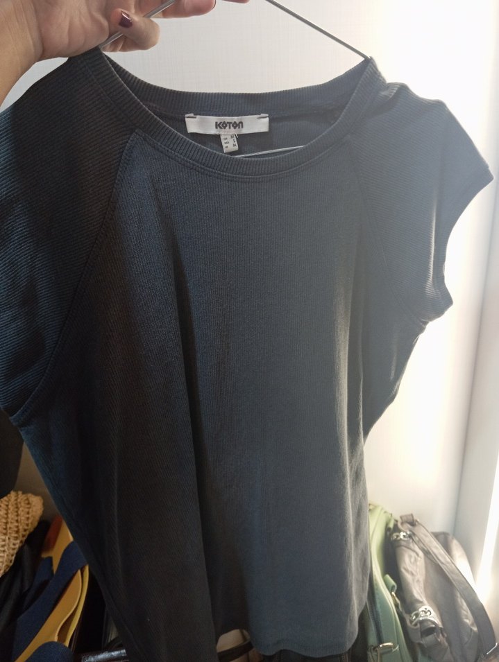 Gri Kadın Kısa Kollu Tişört - Görsel 2