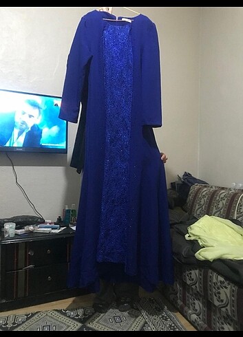 Saks mavisi tesettür abiye