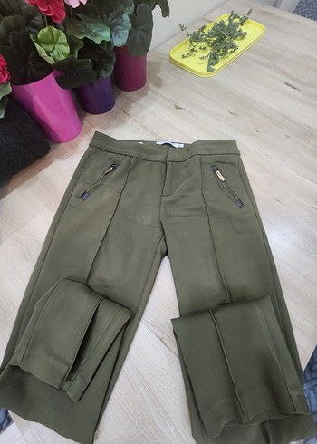 Kadın Haki Regular Fit Kumaş Pantolon