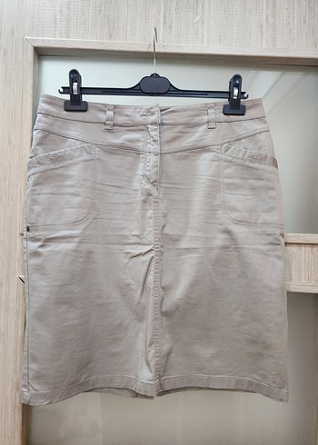 Bej Midi Keten Etek