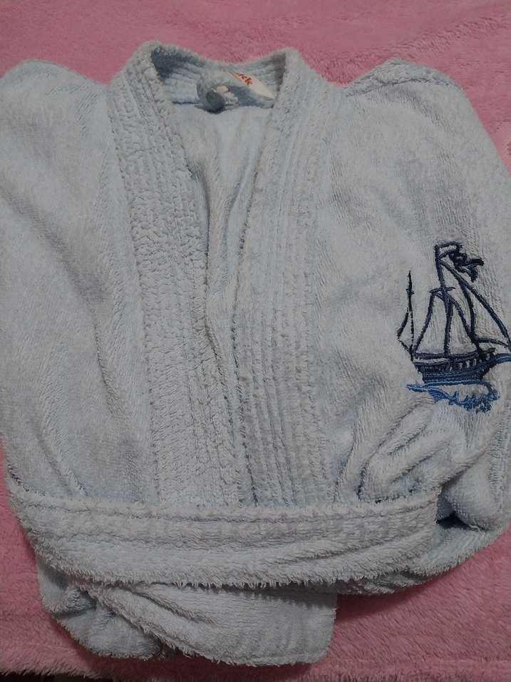 Mavi Bohem Tarzı Bornoz - Görsel 4