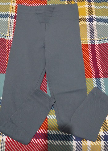 Gri Kadın Spor Tayt Elastik Kumaş - Görsel 3