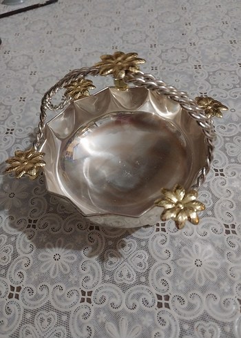 Altın Renkli Çiçek Desenli Kulplu dekoratif şekerlik - Görsel 3