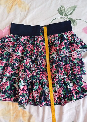 LC Waikiki Çiçek Desenli Pembe Volanlı Midi Etek