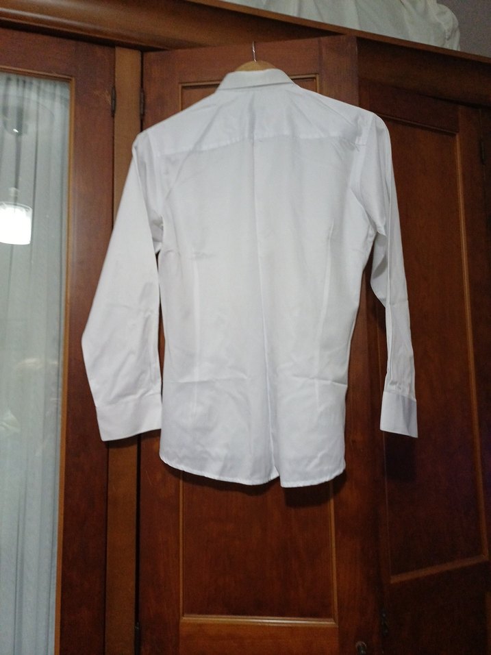 Düğmeli Beyaz Pamuklu  Gömlek - Görsel 2