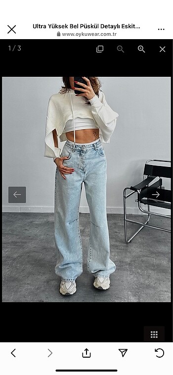 Yüksek Bel Light Blue Yıkamalı Baggy Jean